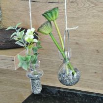 Mini vases en verre pour support suspendu bulbeux H11/11,5cm lot de 2