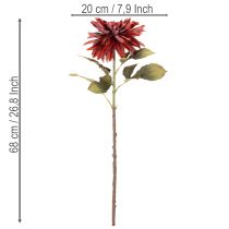 Article Dahlia artificielle rouge à longue tige 68 cm