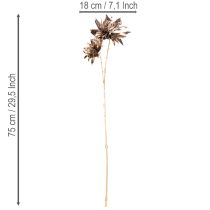 Article Fleur artificielle Dahlia tige longue 75 cm fleurs métalliques champagne