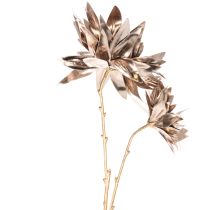 Article Fleur artificielle Dahlia tige longue 75 cm fleurs métalliques champagne