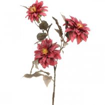 Fleur artificielle dahlia rouge, fleur de soie automne 72cm Ø9 / 11cm