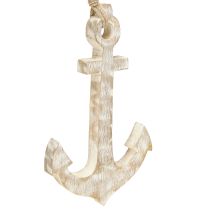 Article Ancre décorative en bois blanc essuyé pour suspension 30,5 cm
