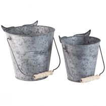 Article Jardinière décorative hibou en zinc avec anse Ø15/19cm lot de 2