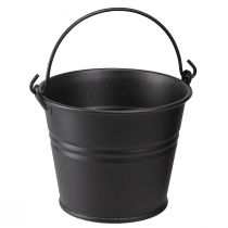Article Seau décoratif poignée de pot de fleur en métal noir Ø14cm 3pcs