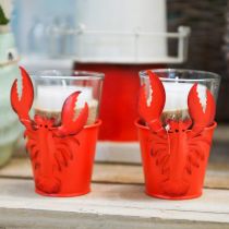 Article Seau décoratif homard métal rouge Ø8cm H13cm 3 pcs