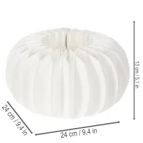 Article Citrouille en papier alvéolé blanche 24 cm, idéale pour compositions de fleurs séchées et déco d'automne, lot de 4