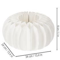 Article Boule décorative papier en forme de citrouille 34 cm blanche 2 pièces