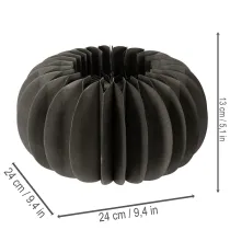 Article Citrouille en papier alvéolé gris foncé 24 cm - Lot de 4