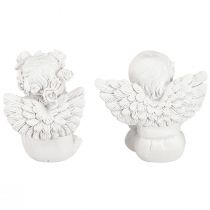 Article Figurines décoratives anges blancs avec cœur et instrument en résine H5cm - Lot de 6