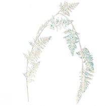Article Fougère déco à suspendre blanc bleu pailleté hiver L110cm