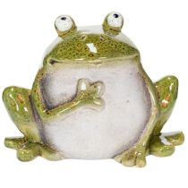 Article Figurine décorative en céramique grenouille vert brun vintage 15,5 cm