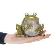 Article Figurine décorative en céramique grenouille vert brun vintage 15,5 cm