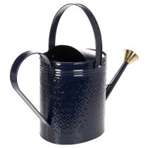 Article Arrosoir décoratif vintage en métal à damier bleu et or, design rétro, pour l'intérieur, le jardin ou le balcon, 65 cm