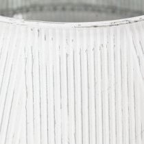 Article Arrosoir décoratif métal blanc décor vintage rainuré Ø25cm