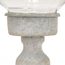 Article Coupe en verre déco métal gris look vintage Ø8cm H15,5cm
