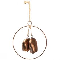Article Décoration suspendue anneau et cloches bronze Ø29cm