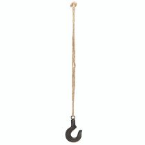 Article Crochet décoratif en métal noir avec cordon en jute H54cm