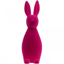 Article Lapin rose décoratif, lapin de Pâques floqué, H47cm