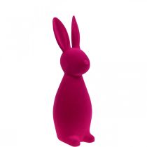 Article Lapin rose décoratif, lapin de Pâques floqué, H47cm