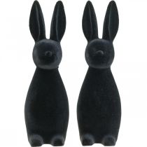 Article Lapin de Pâques noir décoratif, floqué, 29,5 cm de haut, lot de 2