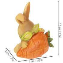 Article Lapin décoratif avec carotte, figurines de Pâques, 6 cm, lot de 3