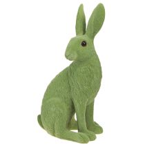 Article Figurine décorative lapin assis Lapin de Pâques floqué vert 12×9×25cm