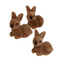 Lapins déco 5cm floqués marron 16 pcs