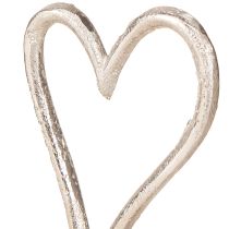 Article Cœur déco en métal et bois Couleur argent 7,5×5×13cm 3pcs