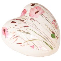 Article Lot de 3 cœurs décoratifs en céramique pour décoration de table, motif coquelicot craquelé, 8 cm