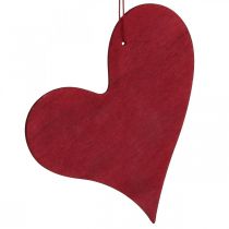 Coeurs déco à suspendre coeur en bois rouge/blanc 12cm 12pcs