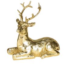 Article Figurine décorative de renne couché en or 10,5 × 7 × 11,5 cm 2 pièces