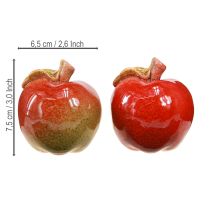 Article Pommes décoratives en céramique décoration de table automne rouge vert H7,5 cm 4 pièces