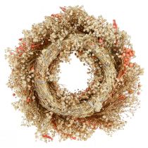 Article Couronne décorative fleurs séchées couronne de fleurs orange crème Ø25cm