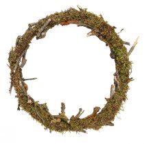 Article Couronne décorative naturelle, Ø33cm, lichen, mousse, couronne de porte, décoration de table, décoration murale