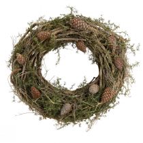 Article Couronne décorative branches et cônes de cèdre couronne en bois naturel Ø40cm