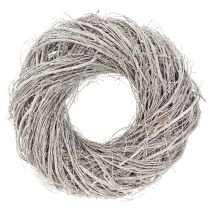 Article Couronne décorative en branches d&#39;orme, lavée blanc-gris Ø35cm
