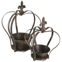 Couronne décorative antique marron foncé rouille H22/27cm lot de 2 pièces