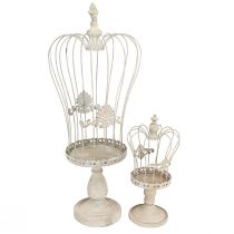 Article Couronne décorative sur pied décoration métal vintage gris 34/66cm lot de 2 pièces