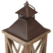 Article Lanterne décorative en bois lanterne en bois vintage marron 17×17×50cm