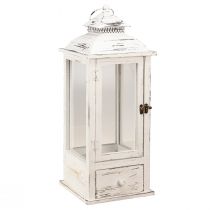 Article Lanterne décorative vintage avec tiroir blanc 20×20cm H51cm