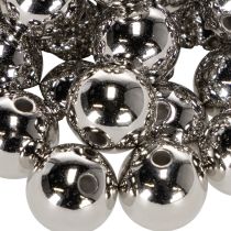 Article Perles décoratives argentées métalliques 14 mm - Lot de 35