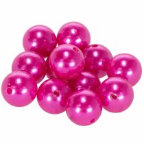 Article Perles décoratives roses Ø2 cm en plastique – Lot de 12 pièces