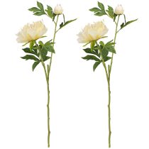Article Décoration Pivoines Fleurs Artificielles Fleur Jaune L64cm 2pcs