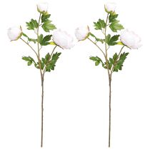 Article Décoration Pivoines Rose 3 Fleurs Longue Tige L80cm 2pcs