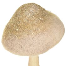 Article Champignon décoratif en bois, feutre avec décoration de table pailletée Avent H11cm 4pcs
