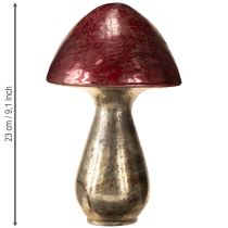Article Champignon décoratif rouge grand verre décoration d'automne Ø14cm H23cm