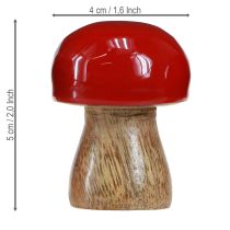 Article Champignons décoratifs en bois laqué rouge champignons H5cm Ø4cm 6 pcs
