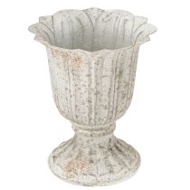 Article Coupe déco Calice en métal Aspect vintage Gris Blanc H14,5cm