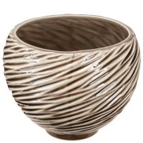 Article Bol Décoratif Pot de Fleurs Céramique Beige Marron Ø15cm 2pcs