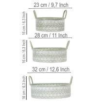 Article Lot de 3 Coupelles Métalliques avec Poignées - Style Vintage Vert et Blanc Lavé